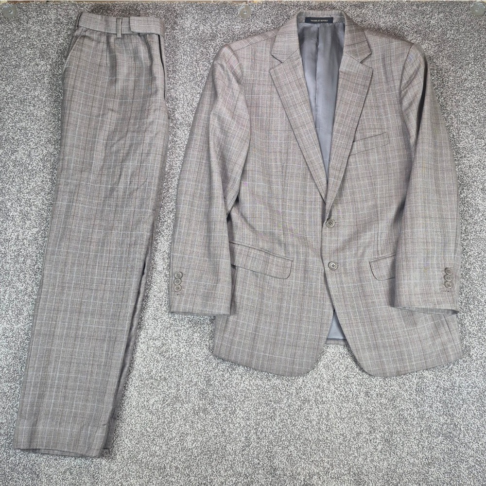 Ermenegildo Zegna Suit Mens 41R Gray Glen Plaid Trofeo Wool Blazer Pants 33W